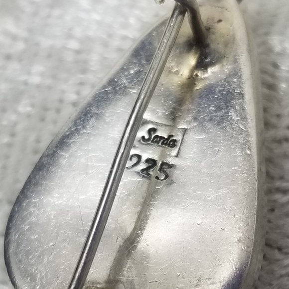 Native American Sterling Silver Signed Brooch Pendant Rhodochrosite Stone - Picture 4 of 10